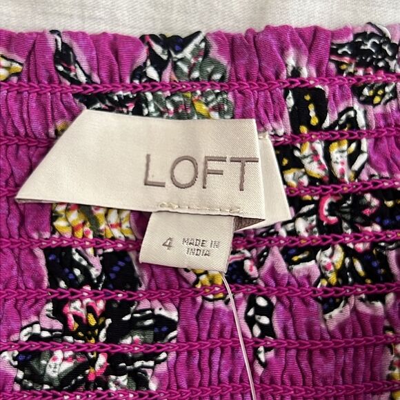 NWT Ann Taylor Loft Ruffle Midi Halter Dress Purple Floral Size 4 - Picture 10 of 12